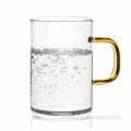 Single Wall Glass Cup With Golden Handle